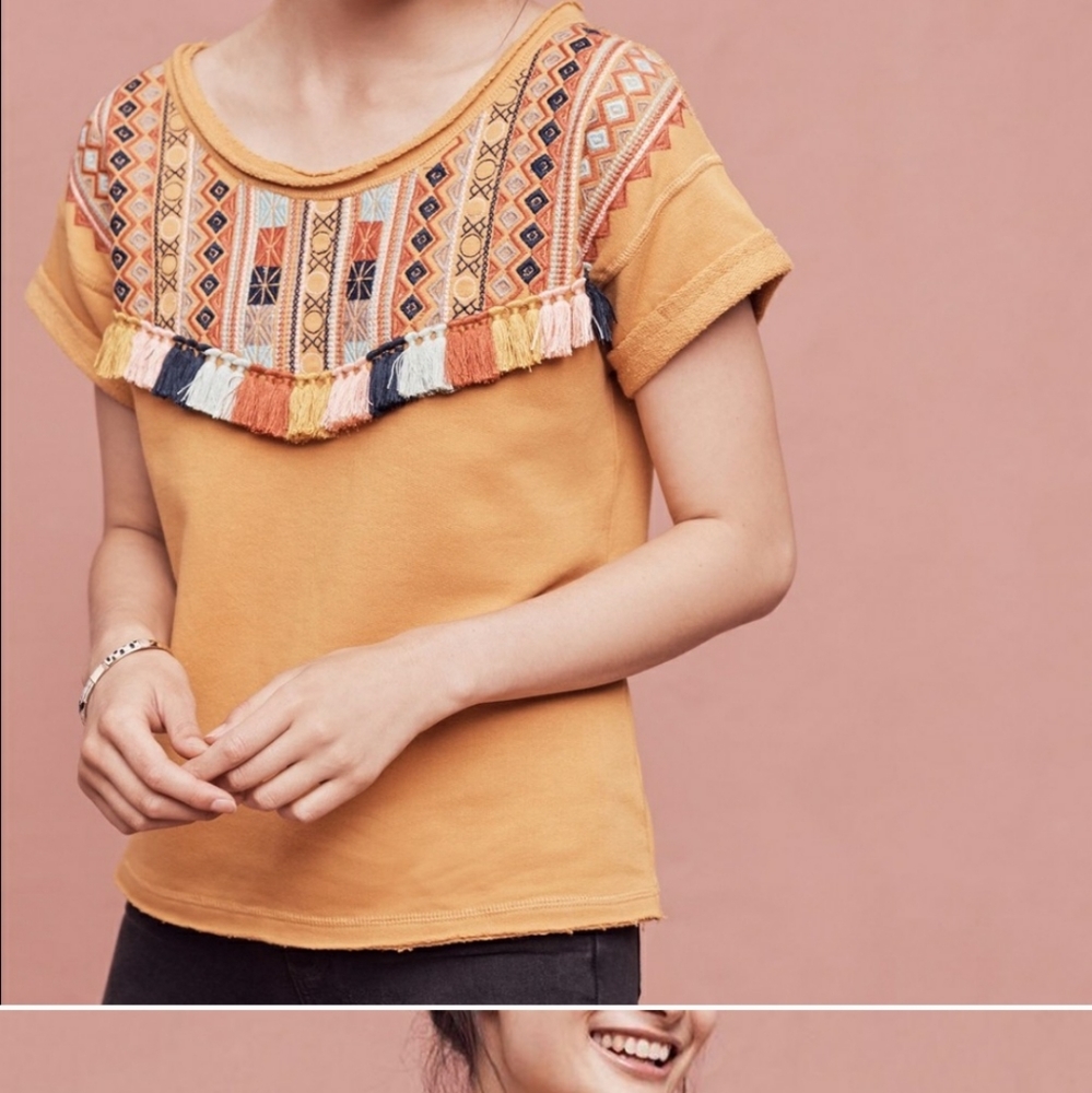 Anthropologie Chloe Oliver Valencia Tassel Top, XS